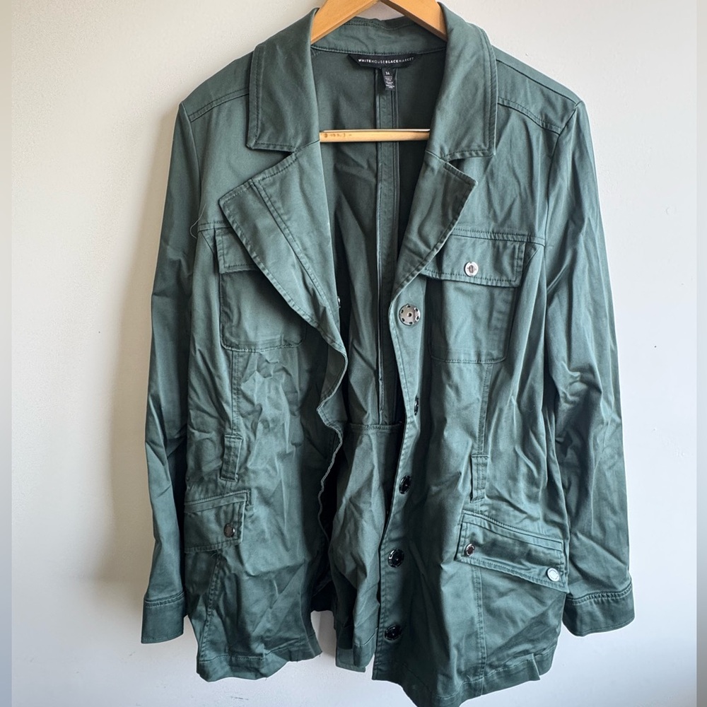 White House Black Market Green Trench Coat